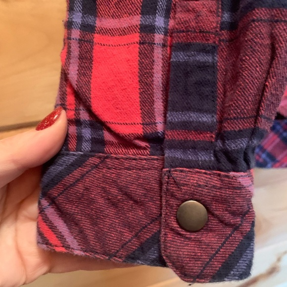 BIT & BRIDLE Women’s Plaid Embellished Collar Long Sleeve Flannel Shirt Size M - Picture 5 of 10